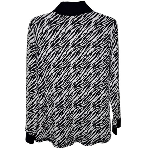 Ruby Rd Sweater Women's Small Zebra Animal Print 3/4 Zip Long Sleeve Pullover - Picture 2 of 10